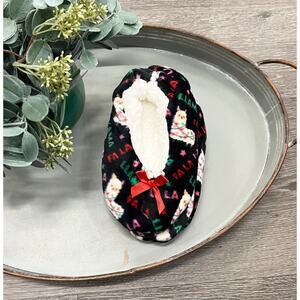 Fuzzy Babba Christmas Llama Toddler Slippers‎ S/M 8-13 Toddler